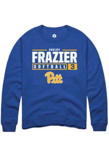 Shelby Frazier  Rally Pitt Panthers Mens Blue NIL Stacked Box Long Sleeve Crew Sweatshirt