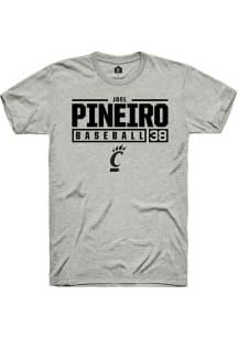 Joel Pineiro  Cincinnati Bearcats Ash Rally NIL Stacked Box Short Sleeve T Shirt