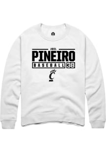 Joel Pineiro  Rally Cincinnati Bearcats Mens White NIL Stacked Box Long Sleeve Crew Sweatshirt