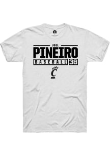 Joel Pineiro  Cincinnati Bearcats White Rally NIL Stacked Box Short Sleeve T Shirt