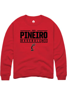 Joel Pineiro  Rally Cincinnati Bearcats Mens Red NIL Stacked Box Long Sleeve Crew Sweatshirt