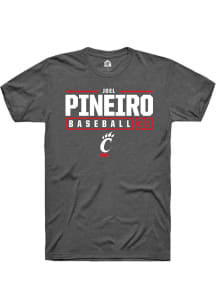 Joel Pineiro  Cincinnati Bearcats Dark Grey Rally NIL Stacked Box Short Sleeve T Shirt