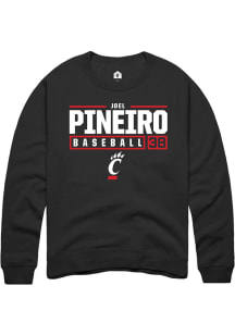 Joel Pineiro  Rally Cincinnati Bearcats Mens Black NIL Stacked Box Long Sleeve Crew Sweatshirt