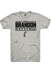 Amber Brandon  Cincinnati Bearcats Ash Rally NIL Stacked Box Short Sleeve T Shirt