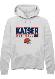 Karson Kaiser  Rally Illinois Fighting Illini Mens White NIL Stacked Box Long Sleeve Hoodie