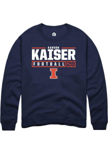 Karson Kaiser  Rally Illinois Fighting Illini Mens Navy Blue NIL Stacked Box Long Sleeve Crew Swea..