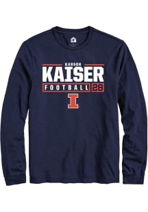 Karson Kaiser  Illinois Fighting Illini Navy Blue Rally NIL Stacked Box Long Sleeve T Shirt