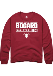 Easton Bogard  Rally Indiana Hoosiers Mens Red NIL Stacked Box Long Sleeve Crew Sweatshirt