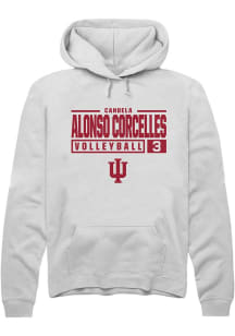 Candela Alonso Corcelles  Rally Indiana Hoosiers Mens White NIL Stacked Box Long Sleeve Hoodie