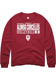 Candela Alonso Corcelles  Rally Indiana Hoosiers Mens Red NIL Stacked Box Long Sleeve Crew Sweatsh..