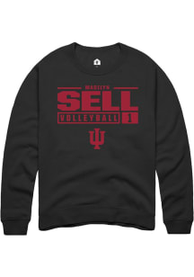 Madilyn Sell  Rally Indiana Hoosiers Mens Black NIL Stacked Box Long Sleeve Crew Sweatshirt