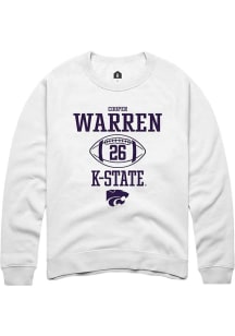 Cooper Warren  Rally K-State Wildcats Mens White NIL Sport Icon Long Sleeve Crew Sweatshirt