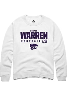 Cooper Warren  Rally K-State Wildcats Mens White NIL Stacked Box Long Sleeve Crew Sweatshirt