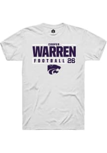 Cooper Warren  K-State Wildcats White Rally NIL Stacked Box Short Sleeve T Shirt