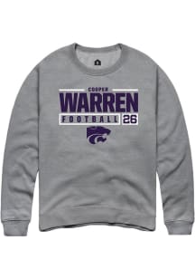 Cooper Warren  Rally K-State Wildcats Mens Graphite NIL Stacked Box Long Sleeve Crew Sweatshirt