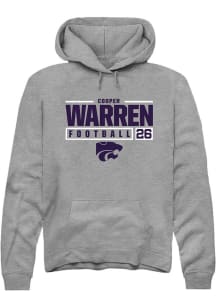 Cooper Warren  Rally K-State Wildcats Mens Graphite NIL Stacked Box Long Sleeve Hoodie