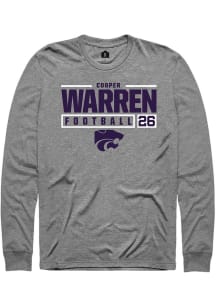 Cooper Warren  K-State Wildcats Graphite Rally NIL Stacked Box Long Sleeve T Shirt