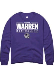 Cooper Warren  Rally K-State Wildcats Mens Purple NIL Stacked Box Long Sleeve Crew Sweatshirt