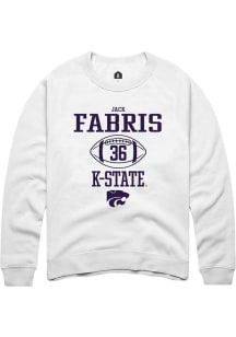 Jack Fabris  Rally K-State Wildcats Mens White NIL Sport Icon Long Sleeve Crew Sweatshirt