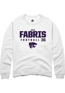 Jack Fabris  Rally K-State Wildcats Mens White NIL Stacked Box Long Sleeve Crew Sweatshirt