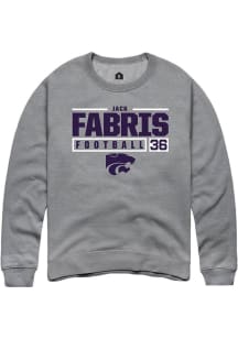 Jack Fabris  Rally K-State Wildcats Mens Graphite NIL Stacked Box Long Sleeve Crew Sweatshirt