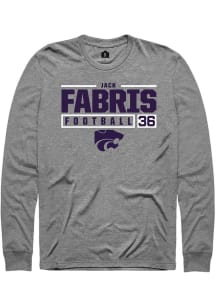 Jack Fabris  K-State Wildcats Graphite Rally NIL Stacked Box Long Sleeve T Shirt