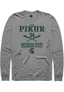 Logan Pikur  Michigan State Spartans Graphite Rally NIL Sport Icon Long Sleeve T Shirt