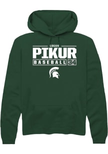 Logan Pikur  Rally Michigan State Spartans Mens Green NIL Stacked Box Long Sleeve Hoodie