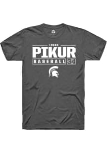 Logan Pikur  Michigan State Spartans Dark Grey Rally NIL Stacked Box Short Sleeve T Shirt