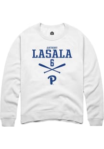 Anthony LaSala  Rally Pitt Panthers Mens White NIL Sport Icon Long Sleeve Crew Sweatshirt
