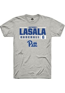 Anthony LaSala  Pitt Panthers Ash Rally NIL Stacked Box Short Sleeve T Shirt