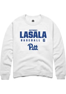 Anthony LaSala  Rally Pitt Panthers Mens White NIL Stacked Box Long Sleeve Crew Sweatshirt