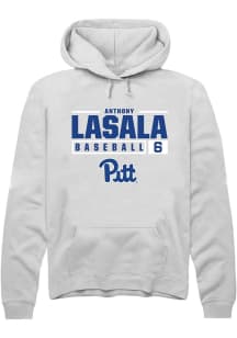 Anthony LaSala  Rally Pitt Panthers Mens White NIL Stacked Box Long Sleeve Hoodie