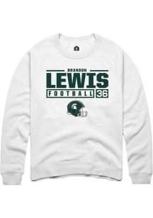 Brandon Lewis  Rally Michigan State Spartans Mens White NIL Stacked Box Long Sleeve Crew Sweatshir..