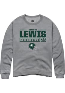 Brandon Lewis  Rally Michigan State Spartans Mens Graphite NIL Stacked Box Long Sleeve Crew Sweats..