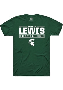 Brandon Lewis  Michigan State Spartans Green Rally NIL Stacked Box Short Sleeve T Shirt