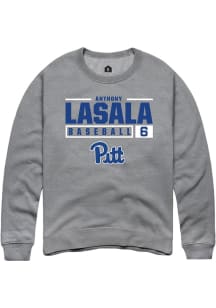 Anthony LaSala  Rally Pitt Panthers Mens Graphite NIL Stacked Box Long Sleeve Crew Sweatshirt