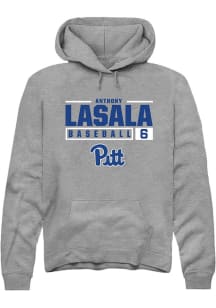Anthony LaSala  Rally Pitt Panthers Mens Graphite NIL Stacked Box Long Sleeve Hoodie