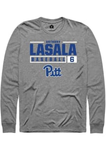 Anthony LaSala  Pitt Panthers Graphite Rally NIL Stacked Box Long Sleeve T Shirt