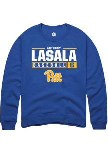 Anthony LaSala  Rally Pitt Panthers Mens Blue NIL Stacked Box Long Sleeve Crew Sweatshirt