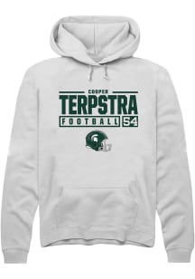 Cooper Terpstra  Rally Michigan State Spartans Mens White NIL Stacked Box Long Sleeve Hoodie