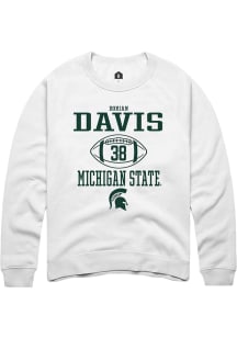 Dorian Davis  Rally Michigan State Spartans Mens White NIL Sport Icon Long Sleeve Crew Sweatshirt