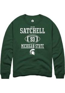 Jalen Satchell  Rally Michigan State Spartans Mens Green NIL Sport Icon Long Sleeve Crew Sweatshir..