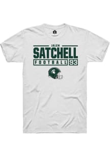 Jalen Satchell  Michigan State Spartans White Rally NIL Stacked Box Short Sleeve T Shirt