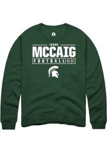 Jaxon McCaig  Rally Michigan State Spartans Mens Green NIL Stacked Box Long Sleeve Crew Sweatshirt