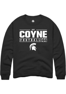 Jay Coyne  Rally Michigan State Spartans Mens Black NIL Stacked Box Long Sleeve Crew Sweatshirt