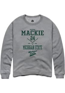Nathan Mackie  Rally Michigan State Spartans Mens Graphite NIL Sport Icon Long Sleeve Crew Sweatsh..