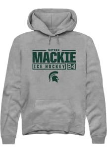 Nathan Mackie  Rally Michigan State Spartans Mens Graphite NIL Stacked Box Long Sleeve Hoodie