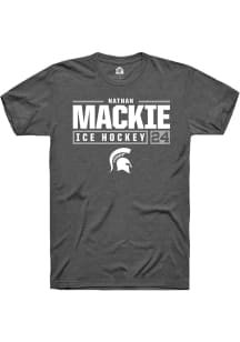 Nathan Mackie  Michigan State Spartans Dark Grey Rally NIL Stacked Box Short Sleeve T Shirt