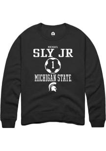Michael Sly Jr  Rally Michigan State Spartans Mens Black NIL Sport Icon Long Sleeve Crew Sweatshir..